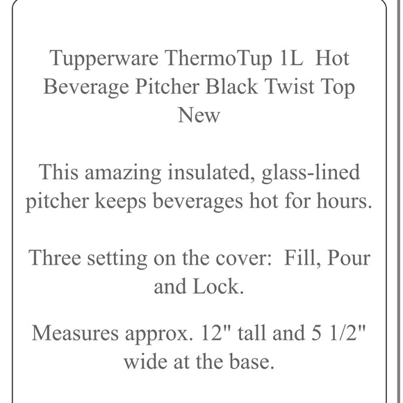 Vintage Tupperware Pitcher- Thermo Tup- Brand New in box - Picture 3 of 8